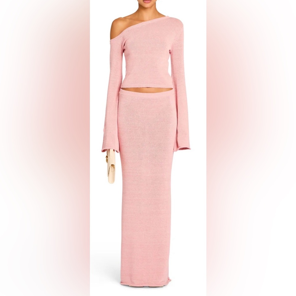 SER.O.YA Kora Knot Maxi Pink Pencil Skirt